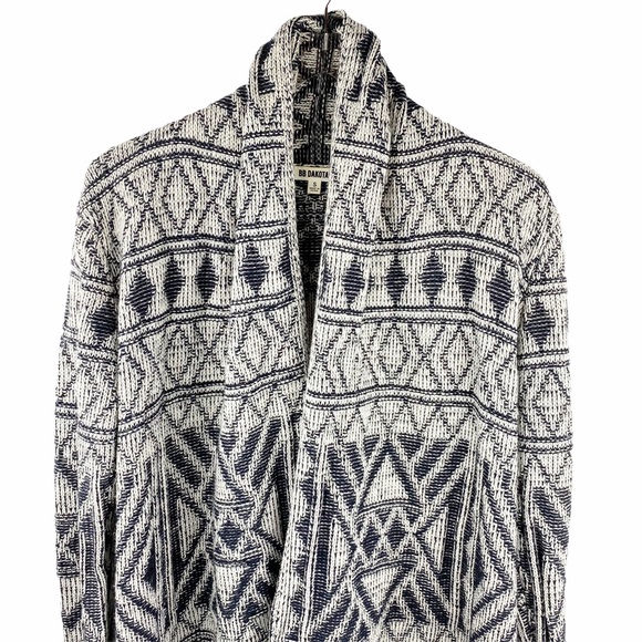 BB Dakota Mandala Aztec Fringe Knit Cardigan Small - Picture 4 of 9